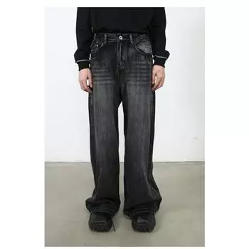Длинные брюки Винтажные широкие джинсы Мужские дизайнерские брюки Sense Senior Sense Прямые свободные джинсы для мужчин Модные и удобные брюки S черный серый