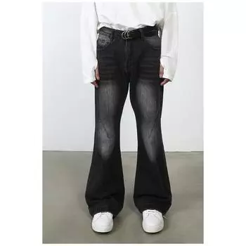 Длинные брюки винтажные абразивные белые микро брюки тонкие выбеленные прямые широкие джинсы мужские прямые свободные джинсы для мужчин модные и удобные XS черный серый