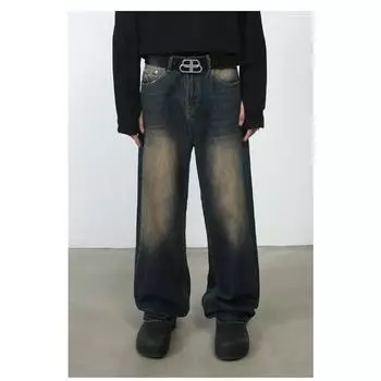 Длинные брюки, выстиранные ретро-старые прямые джинсы, свободные тонкие драпированные брюки Sense, прямые свободные джинсы для мужчин, модные и удобные брюки S