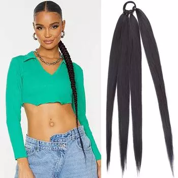 Длинные черные косы MERISIHAIR из синтетического волокна, наращивание хвоста с резинкой, омбре, коричнево-серые боксерские косы, сделанные своими руками 65 cm