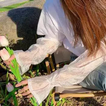 Длинные дышащие солнцезащитные рукава с рукавами, летние женские перчатки без пальцев, летние рукава, женские солнцезащитные кремы для вождения 51*10cm