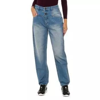 Длинные джинсовые брюки с эффектом потертости 6Y5J14-5DWQZ женщина 25-USA синий