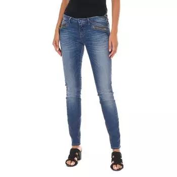 Длинные джинсовые брюки с эффектом потертости из эластичной ткани 10DBF0731 женщина 24-USA синий