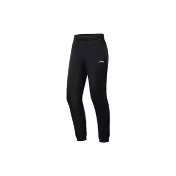 Длинные флисовые брюки с манжетами Li Ning Campus Series, однотонные спортивные повседневные брюки для мужчин, черные YKLT323-1 XL