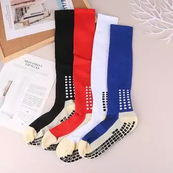 Длинные футбольные носки для мужчин и женщин, спортивные носки для футбола, нескользящие, антифрикционные, с силиконовой подошвой, высокие спортивные носки чёрный