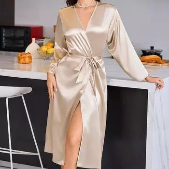 Длинные халаты, Сексуальные халаты-кардиганы, Женские летние тонкие, Модная и простая домашняя одежда S