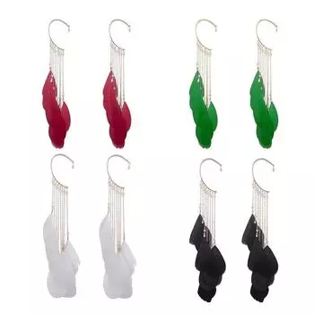 Длинные кисточки для ушей, женские модные серьги с перьями, крючки для ушей белый