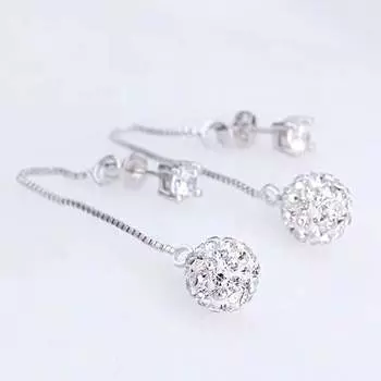 Длинные кисточки с шариками, сверкающие темпераментные простые женские серьги, аксессуары для вечеринок, модные украшения