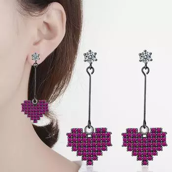 Длинные кисточки в форме сердца, искрящиеся темпераментные простые женские серьги, аксессуары для вечеринок, модные украшения