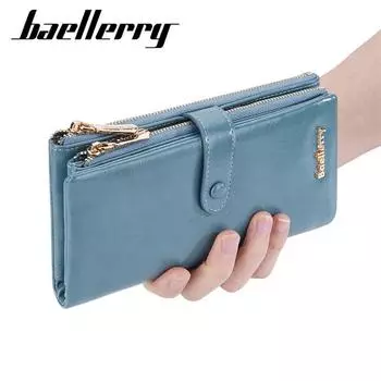 Длинные кошельки Baellerry из искусственной кожи для женщин, модный держатель для карт, женский кошелек на молнии для монет 19*10*3cm циан