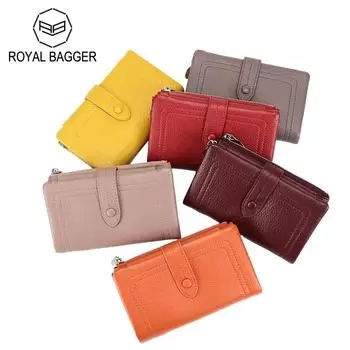 Длинные кошельки Royal Bagger тройного сложения для женщин из натуральной коровьей кожи, большой вместительный кошелек-клатч, модный кошелек для монет, держатель для карт 1562