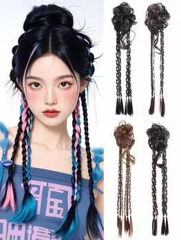 Длинные косички-конские хвостики с резинкой 22 дюйма, блестящие боксерские косички с небрежным пучком для женщин на каждый день 22inch