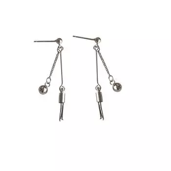 Длинные круглые серьги-цепочки с бахромой и бусинами в стиле темперамент. Простые и модные универсальные серьги-гвоздики с одним словом. Copper (white gold with ear plugs)