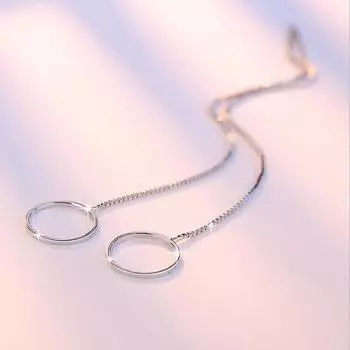 Длинные круглые серьги-подвески из стерлингового серебра 925 пробы для женщин и девушек, модные ювелирные изделия из стерлингового серебра