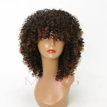 Длинные кудрявые вьющиеся парики Missqueen для чернокожих женщин Блондинка Смешанные коричневые синтетические парики Африканская прическа
