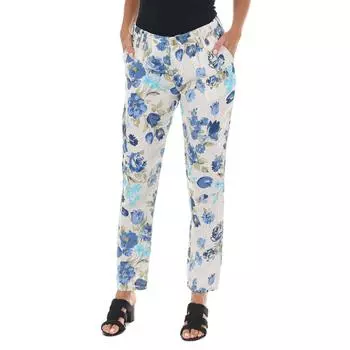 Длинные льняные брюки с зауженными краями 10DBF0413 для женщин 26-USA бежевый