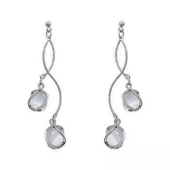 Длинные медные серьги-капли с круглыми синтетическими камнями, свадебные украшения 1Pair