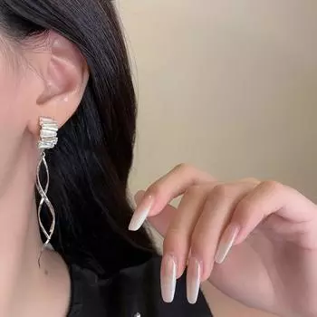 Длинные модные серьги со стразами женские противомоскитные спирали без пирсинга ушные клипсы