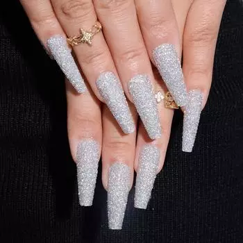 Длинные накладные ногти 24 шт., блестящие накладные ногти, гламурные накладные ногти для женщин и девушек INS Style