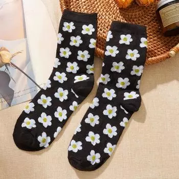 Длинные носки для женщин Осень и Зима Средней длины Женские носки Влаговпитывающие и Дышащие В стиле колледжа Трендовые носки 1 pair