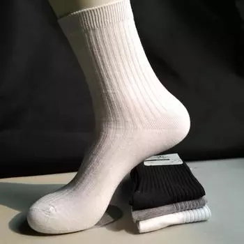 Длинные носки унисекс из хлопка с двойной иглой: Модный, универсальный корейский стиль для мужчин и женщин, идеально подходит для осени и зимы Women s 35-39 чёрный