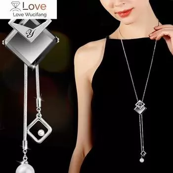 Длинные ожерелья и подвески, модное геометрическое ожерелье с кристаллами для женщин, колье, женское жемчужное колье, ювелирные изделия