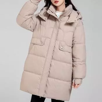 Длинные пальто для женщин 2025 года, новые модные толстые теплые зимние женские парки с капюшоном в корейском стиле, однотонные стеганые куртки M