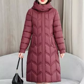 Длинные пальто для женщин среднего возраста, зимние парки больших размеров с капюшоном, элегантные свободные теплые верхние одежды, женские куртки XL чёрный