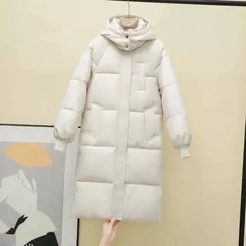 Длинные парки женские куртки зимние модные облегающие пуховые хлопковые с капюшоном толстые теплые парки пуховик ветрозащитное верхнее пальто 2XL чёрный