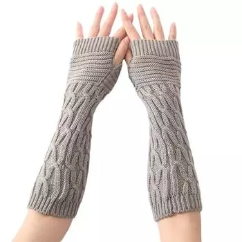Длинные перчатки без пальцев женские варежки зимние утеплители для рук вязаные рукава тонкие повседневные мягкие девушки готическая одежда панк готические перчатки белый