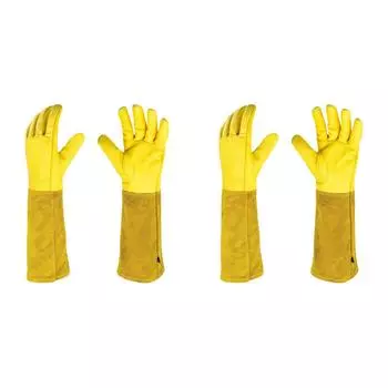 Длинные перчатки для обрезки роз с защитой от шипов, кожаные перчатки для сада для женщин и мужчин (L)