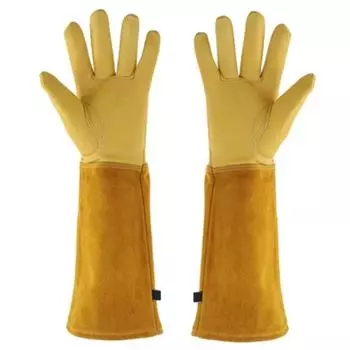 Длинные перчатки для садоводства, защитные рабочие перчатки из кожи, дышащие перчатки для обрезки, защитные рабочие перчатки для сада и промышленности M