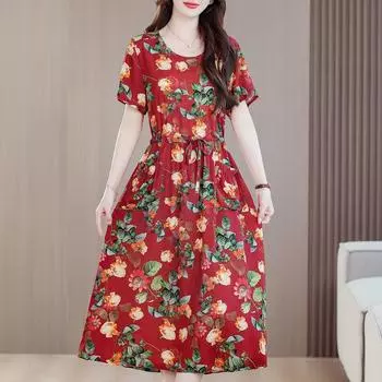 Длинные платья больших размеров для женщин, летнее элегантное облегающее повседневное платье с коротким рукавом для женщин, винтажная одежда XL
