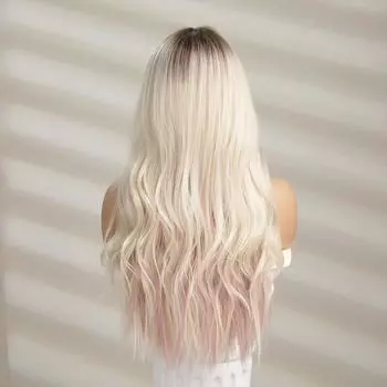 Длинные платиновые розовые волнистые синтетические волосы для косплея, повседневные вечерние волосы, тип волос, парики для женщин белый