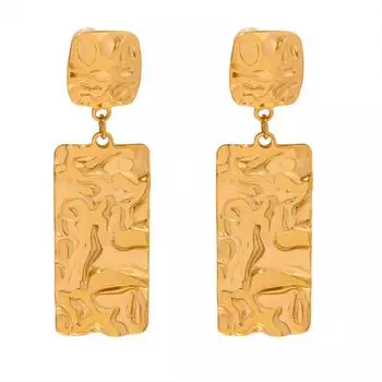 Длинные плиссированные текстурные серьги, женские модные простые геометрические серьги-гвоздики из титановой стали, не выцветающие серьги