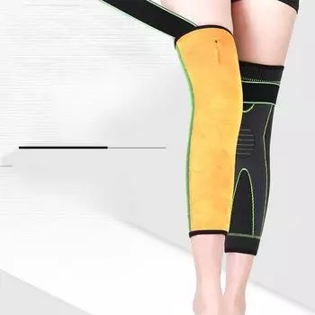 Длинные плюшевые наколенники по индивидуальному заказу для занятий спортом, трикотажная защита от давления и тепла, езда на велосипеде на всю ногу, плюшевые наколенники из искусственного нейлона Soneonly