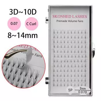 Длинные полупостоянные накладные ресницы C Curl, наращивание ресниц, синтетические волосы, готовые вееры для объема D Curl-4D-9mm