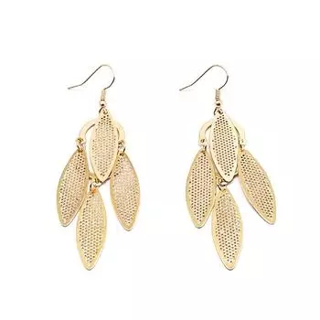 Длинные полые серьги-кисточки в стиле барокко и ретро в форме листьев ивы 14k