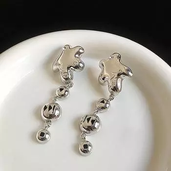 Длинные преувеличенные сказочные бусины звезды серьги-гвоздики висячие серьги корейский стиль женские серьги-подвески серебряный