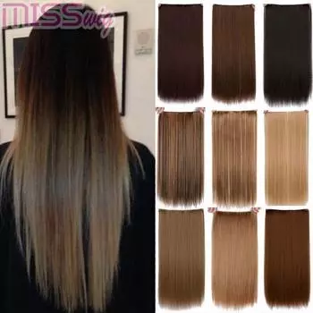 Длинные прямые волосы для наращивания, синтетический парик, заколка для наращивания волос, синтетический парик