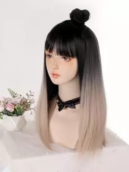 Длинные прямые волосы V-образной формы длиной 20 дюймов с коричневым, черным, мелированным шампань-золотом 20inch