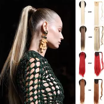 Длинные прямые заколки на заколке для наращивания волос «конский хвост», термостойкие синтетические накладные волосы «конский хвост»