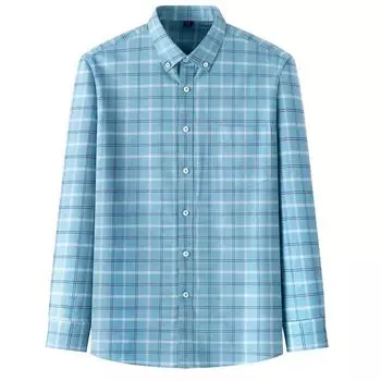 Длинные рукава 100% хлопок удобные мужские полосатые рубашки деловые повседневные офисные клетчатые мужские блузки из чистого хлопка 38