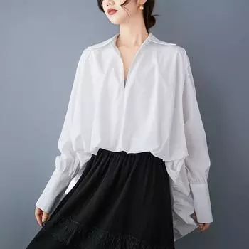 Длинные рукава больших размеров винтажные асимметричные рубашки и блузки для блузки повседневные свободные топы весна-осень женская рубашка белый