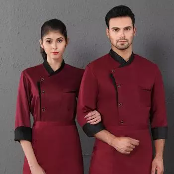 Длинные рукава Гостиничная столовая Кухня Рабочая форма Кондитерская пекарь Кухня Работа повара Униформа Качественная мужская поварская куртка женская 4XL белый