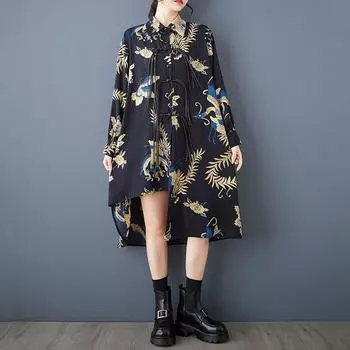 Длинные рукава свободного покроя винтажные цветочные рубашки и блузки для блузки Повседневные свободные топы весна-лето женские рубашки на пуговицах