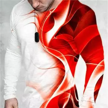 Длинные рукава тай-дай мужские модные футболки весна осень 3D градиентный принт уличный стиль мужские футболки 6XL плюс размер повседневные топы S
