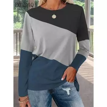 Длинные рукава женские модные пэчворк цветные футболки 3D принт уличные женские футболки 6XL плюс размер свободные повседневные женские топы S