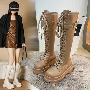 Длинные сапоги женские зимние 2024 черные челси готические Y2k белые кожаные осенние туфли до колена для женщин высокое качество тренд 35