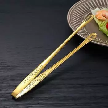 Длинные щипцы для гриля из нержавеющей стали, зажим для стейка на гриле, нескользящая ручка, кухонный инструмент для приготовления пищи S серебряный